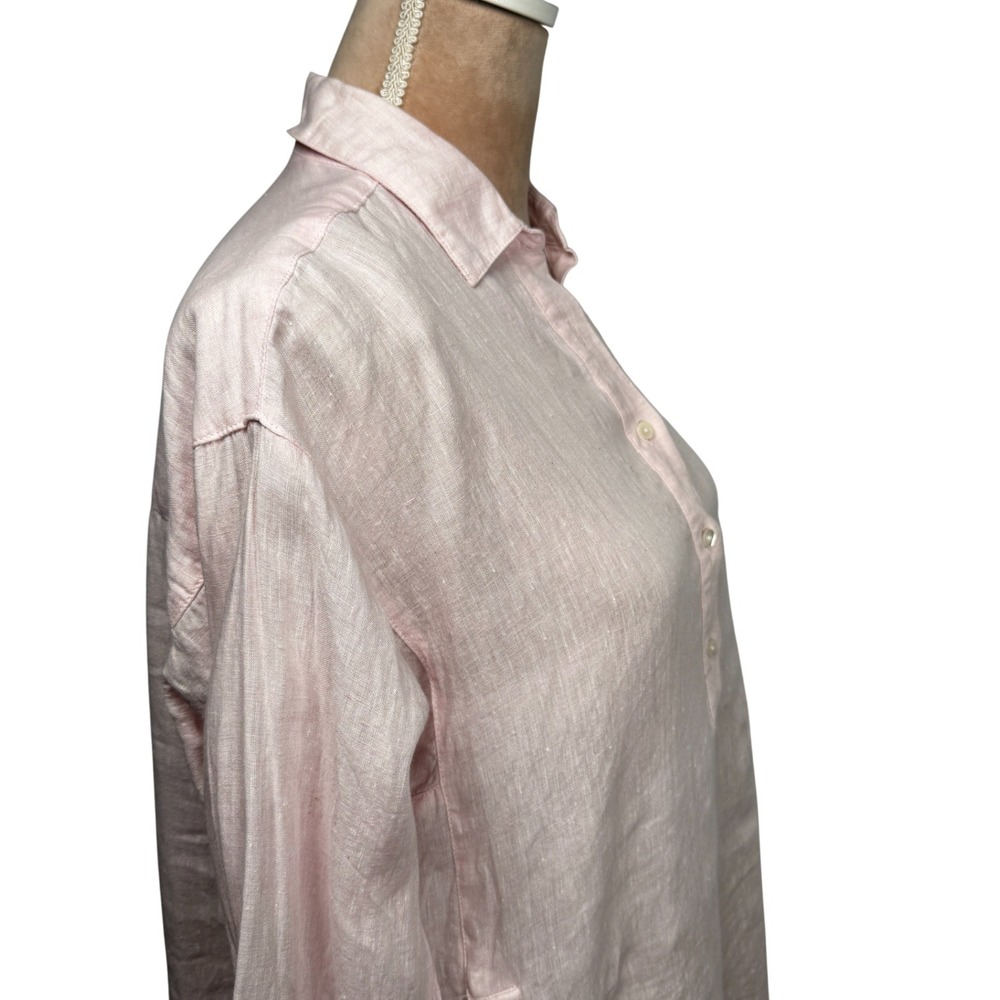 J McLaughlin Linen Shirt Womens Size S Popover Pink Long Sleeve Casual Top - Picture 6 of 15